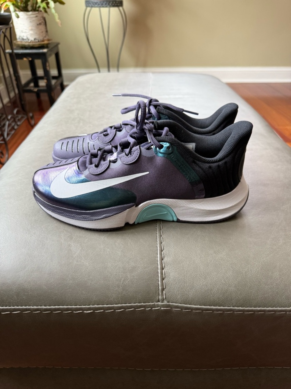 Nike Zoom Court GP Turbo Purple and Teal Lace-Up Sneakers - Women's Size 9